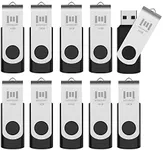 10 X MOSDART 16GB Bulk USB 2.0 Flash Drives Swivel Thumb Drives Zip Drive Memory Stick with Led Indicator,10 Pack Black