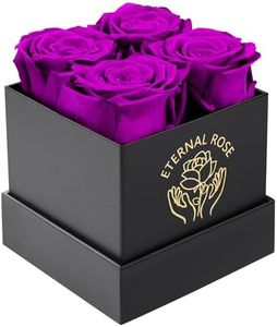 Pasuvsigt Preserved Roses in Present Box - Fresh Flowers - Birthday & Mothers Day & Valentines Day Gifts for Women - Flowers for Delivery Prime (Purple)