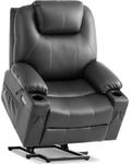 Tami Tami Dual Motor Power Lift Recliner Chair for Elderly with Massage and Heat, Electric Lift Chair for Big and Tall Adults, USB A&C, 2 Cup Holders (T6013 - Faux Leather, Gray, Oversized)