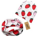 iZiv 2 Pack Cute Baby Hats Scarfs Infant Soft Cotton Hat and Scarf Set, Fashion Style Spring Autumn for 0-2 Years (Strawberry)