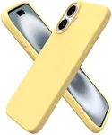 ORNARTO Compatible with iPhone 16 Case 6.1", Slim Liquid Silicone 3 Layers Full Covered Soft Gel Rubber Shockproof Phone Case, Protective Cover with Anti-Scratch Microfiber Lining-Buttercream Yellow