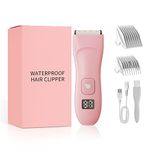 Bikini Trimmer for Women, Electric Lady Trimmer Body Hair Trimmer Rechargeable Hair Clipper for Arms, Legs, Underarms, Pubic Hair Trimmer for Men & Women, Waterproof & LED Display,Pink