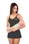 O' Womaniyah! Women's Maternity Breastfeeding Clip Down Nursing Camisole/Nursing Tank Top Nursing Sleepwear. (Large, Black)