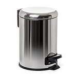 TATAY Bathroom Trash Bin with Stainless Steel Pedal, 3L Capacity, Remvable Inner Case, Cushioned Drop Closure, BPA Free, Metallic Colour. Measures 17,5 x 22,5 x 25 cm.