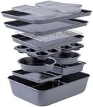 Country Kitchen Nonstick Stackable Bakeware Set - Durable, Easy Release Baking Set, Grey, 13 Pcs