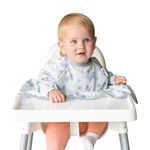 Tidy Tot®™ Cover & Catch™ Weaning Bib with Sleeves. Attaches to Highchairs with Suction for Mess Proof Baby Feeding. Waterproof Long Sleeved Bibs. Coverall BLW Bibs. Travel Bag Included.