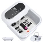 Beinilai Collapsible Foot Bath Massager with Heat, Temperature Control and Bubble, Foot Spa with Touch Screen,6 Non-Motorized Feet Rollers and Pumice Stone, Foot Soak Tub for Stress Relief (White)