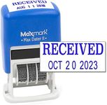 MaxMark Self-Inking Rubber Date Office Stamp with Received Phrase & Date - Blue Ink (Max Dater II), 12-Year Band