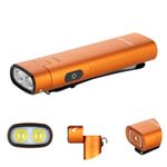 OLIGHT Arkflex 1000 Lumens EDC Flashlight with 90-Degree Articulating Head, Flat Flashlight Suitable for Outdoors, Repair Work (Orange)