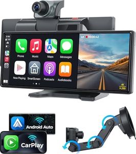 JATAZA 10.26" Wireless Apple CarPlay Android Auto Screen - 4K Dash Cam, GPS Navigation, HD Touchscreen, AirPlay, 1080P Backup Camera, Car Stereo