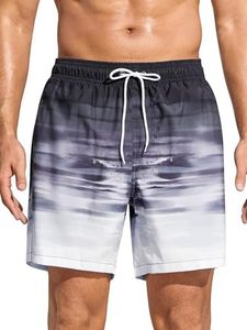 SILKWORLD Men's Swim Trunks Quick Dry Beach Shorts with Pockets, Black Gray Gradient, XX-Large