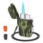 Butane Lighter, Torch Lighter Refillable Jet Flame Lighter for Candle Grill BBQ,Green (Without Butane)