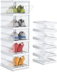 Mechdel Plastic Shoe Organizer Rack, 5 Tier Vertical Narrow Shelves, for Small Spaces, Closet, Black, Stackable Cabinet, Entryway Storage, Boots Organizer Stand (Sneakers Box- TR, 5 Tier)