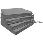 Set of 4 Premium Chair Cushion Pads for Outdoor and Dining Seating - Comfort Foam Fill, Non-Slip Base & Easy Tie-On Design - Fade & Water-Resistant Material - Universal Size: 40x40 cm (Stone Grey)