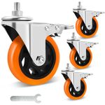 W B D WEIBIDA 4 Inch Stem Caster Wheels with Dual Locking, Heavy Duty Threaded Stem Casters UNC 1/2"-13 x 1", No Noise Swivel Casters, Set of 4 Caster Wheels for Cart, Furniture