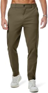 JMIERR Men's Stretch Chino Pants Business Casual Stretch Waist Slim Fit Golf Pants Tapered Cotton Twill Trousers Dress Pants with Pockets, M, Moss Green