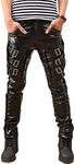 Idopy Men`s Rock Punk Hip Hop Faux Leather Motocycle Pants 34 Black