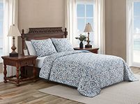 Tommy Bahama Quilt Set Reversible Cotton Bedding with Matchin Shams, All Season Home Decor, King, Cape Verde Smoke Grey/Blue