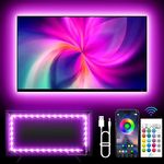 KANTUTOE LED Lights for TV, 13.1ft RGB TV LED Backlight Strip for 45-60 Inch TV/Monitor, Music Sync Bluetooth APP and Remote Control TV LED Lights USB Powered for Gaming Room, Bedroom, etc