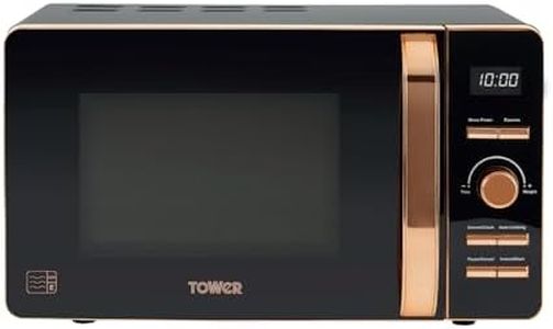 Tower T24021 Digital Microwave with 60-Minute Timer and 8 Autocook Settings, 20L, 800W Black and Rose Gold, pack 1