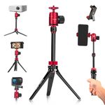 Manbily Mini Projector Tripod for Phone Camera Camcorder Gopro, Portable Vlogging Sefie Stick for Travel Tabletop CNC Aluminum Tripod Stand & 360° Ball Head 1/4" Screw Mount for Video Max 2kg (MT-08L)