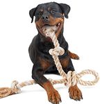 Fida Dog Rope Toys for Large/Medium Aggressive Chewers, Tough Rope Chew Toy with Easy Hold Handle, Indestructible Natural Cotton Rope, Tug of War Dog Pull Rope Teeth Cleaning