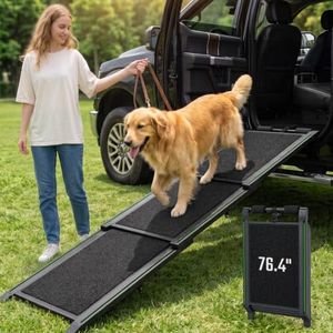 Telescoping Dog Ramps, 76" ร17" Dog Steps for Bed Car SUV Truck