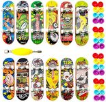 Stashables 12 pcs Toy Finger Skateboard Fingerboards with 32 Interchangeable Wheels and Mini Screwdriver, Finger Boards Decks for Ramp Kit and Skatepark