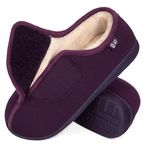 LongBay Women's Wide Fit Memory Foam Slippers Comfy Cozy Arthritis Edema Diabetic House Shoes Purple,6