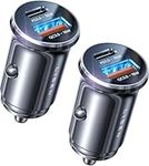 LISEN 2Pack Car Phone Charger USB C Car Charger 54W+54W [USBC 36W+USBA 18W] PD3.0 12V USB Socket Fast Charge [Metal] Cigarette Lighter USB Car Charger Adapter for iPhone 17 Pro Max Air 16 Samsung iPad