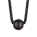 Black Baseball Pendant Charm Ball Sport Necklaces for Men Stainless Steel Softball Pendant Chain Mens Sports Jewelry for Baseball Sprots Fan Maior League Baseball Player