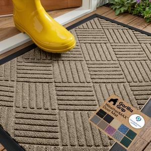 GORILLA GRIP WeatherMAX Door Mat, Indoor Outdoor Use, 35x23, Beige Diamond