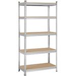 Yaheetech Garage Storage Shelves 5 Tiers Industrial Adjustable Racks for Garage/Warehouse/Living Room/Kitchen 90 x 45 x 186cm Silver