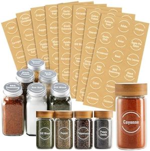 Talented Kitchen 144 Spice Labels Stickers, Clear Preprinted Round Labels for Spice Jar Lids, Seasoning Rack, Contemporary White (1.5 in)