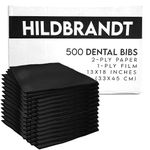 Hildbrandt Carton of 500 Premium Black Dental Bibs, 13x18 Disposable 3 Ply Dental Patient Bib, Waterproof Tattoo Piercing Bibs, Adult Bibs, Dental Bib,Tray Cover, Waterproof Napkins & Dental Napkin