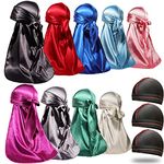 ForceWave 12 Pieces Silky Durag for Men Women Satin Durags for 360 Waves, 12 Colors, Small (12 Count)