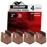 Bed Risers With Adjustable Screw Clamp, Fit Thickness of Furniture Frame from 0 to 1.5 Inch, Elevation in Heights 2" Heavy Duty Risers for Sofa Desk Table Cabinet Supports up to 5000lbs (4Pack, Brown)