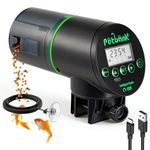 Petbank USB Charger Automatic Fish Feeder - Large-Capacity Lithium Battery for Aquarium Fish Tank with LCD Display, Food Dispenser (Black)