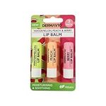 Derma V10 Flavoured Lip Balm Multipack (Pack of 3) - Delicious Watermelon, Peach & Berry for Kids & Adults (Vegan Friendly)