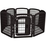 Amazon Basics 8-Panel Plastic Pet Pen Fence Enclosure With Gate - 59 x 58 x 28 Inches, Black