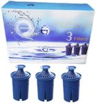 Elite Water Filter Lasting 6 Months-Efficient Long-Life Elite Filter, Replacement for Brita Pitcher Water Filter and Dispensers, Etc.,BPA FREE,3 Count(Blue)