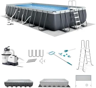 Intex 26367EH 24' x 12' x 52" Rectangular XTR Frame Swimming Pool w/Filter Pump - Large Above Ground Backyard Rectangle Pool w/ 45-Inch Deep Water