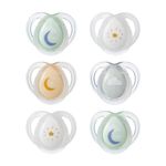 Tommee Tippee Nighttime Dummies, 0-6months, 6 pack of glow in the dark Dummiess with symmetrical silicone baglet