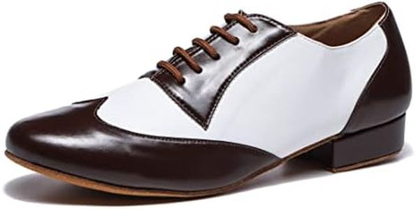 Minishion Mens Comfortable Dance Shoes Lace up Ballroom Shoes L535 Coffee/White US 11