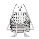 Miss Lulu Small Gothic Skulled Backpack Handbags for Women Shoulder Rucksuck with Chain Faux Leather Studded Embossed Skulls Tassels for Travel School