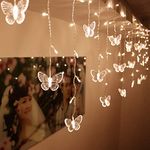 BJYHIYH Led Curtain Lights USB Powered 8 Modes Butterfly Twinkle Lights for Christmas Bedroom Dorm Room Decoration(Warm White)