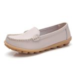 Womens Comfy Loafers Soft Slip on Flat Boat Driving Moccasins Office Work Walking Nursing Shoes Beige Size 6.5uk