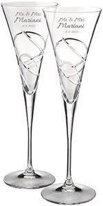 Lenox Bridal Personalized Adorn Wedding Champagne Flutes, Set of 2 Custom Engraved Crystal Champagne Toasting Glasses for Bride and Groom, Wedding, Anniversary, and More, 835161