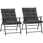 Outsunny Set of 2 Outdoor Folding Chairs with Adjustable Backrest, Padded Camping Chairs for Outdoor Events, Grey