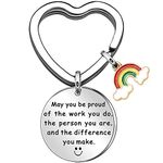 Casoter 30mm Sweet Heart Key Chain with Rainbow Decoration, Stainless Steel Rainbow Keyring Encouragement Keychain May You Be Proud, 1 Pack